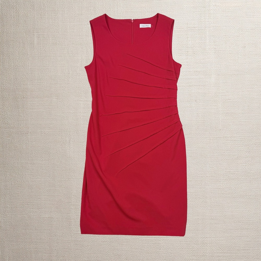 Calvin Klein Sheath Pencil Dress 8 Ruched Career Office Cocktail Professional